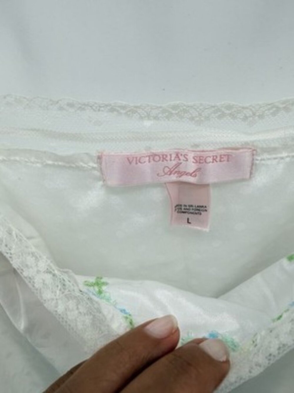 Victoria’s Secret Angels White Lace Embroidered Chemise Slip Dress L Large - Picture 6 of 6
